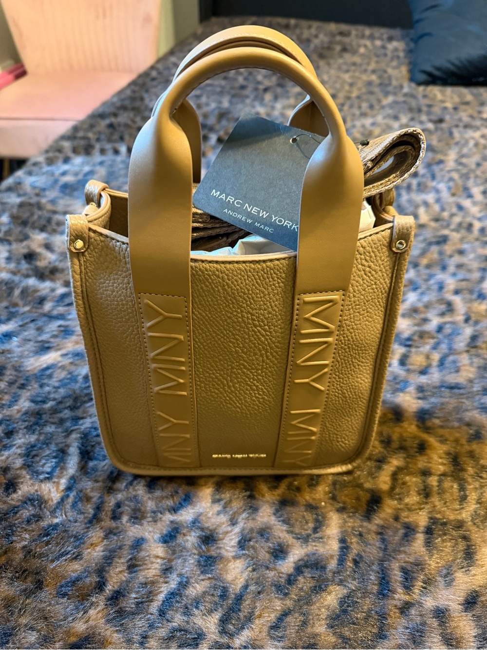 Marc New York Taupe Mini Tote with Embossed Straps